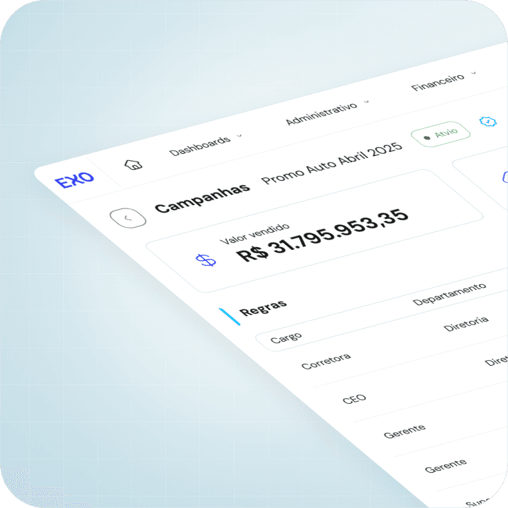 Mockup da tela de campanhas - EXO Gestão